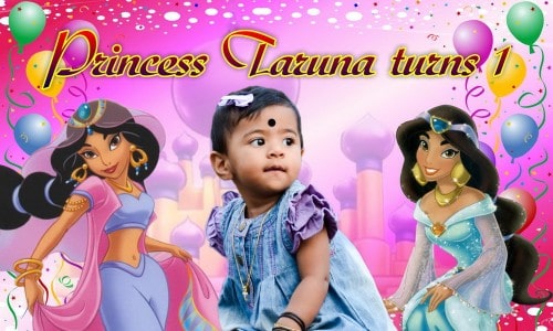 Princess Jasmin Birthday Banner Singapore