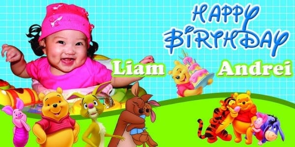 Banner printing for winnie the pooh birthday banner