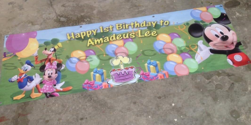 1st birthday banner with mickey mouse design