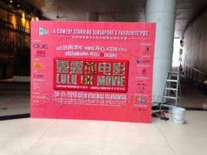 Fabric Backdrop on 10 x 8ft Wooden frame with stands for Lulu The Movie