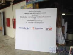 PVC banner on wooden frame