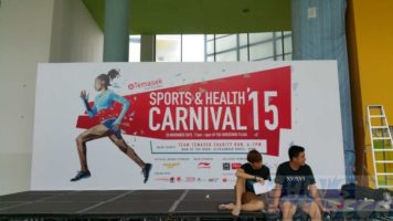 Temasek Poly 24 x 10ft stage backdrop for sports and health carnival