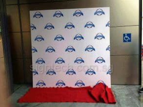 disposable foam board backdrop with red carpet