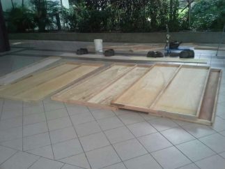 Setting up for the backdrop