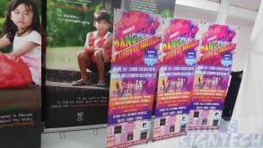 1.6 x .0.6m X stands with colour graphics printing