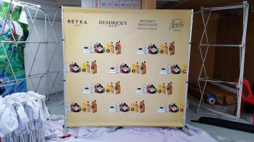 Portable Telescopic Backdrop stand with 2 x 2m PVC banner