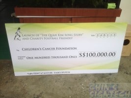 Mock cheque pay to Children Cancer Foundation