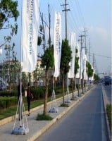 5 meter water base flag pole along roadside