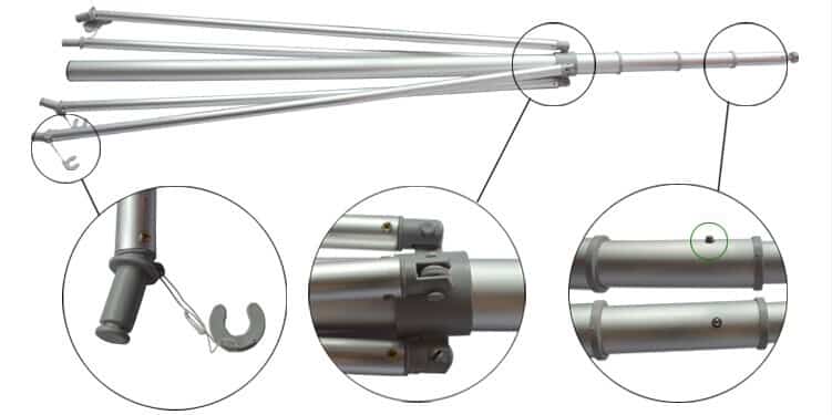 aluminum bar for the 5m flagpole water based