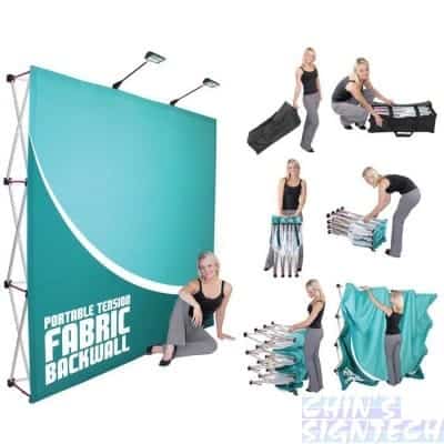 How to setup fabric pop up display