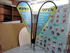 2.2m Small size Teardrop flying banner Single sided printing on 110 gsm for Vehicle Workshop