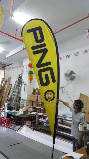 3.3m teardrop banner - PING - Yellow