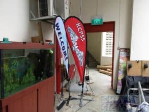 2.2m Teardrop flying banner on metal stand