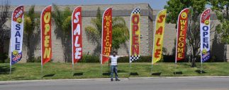 feather banner at front store attract customers