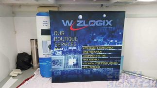 2.25 x 2.25m Fabric Pop Up Display for Wizlogix with electronic design