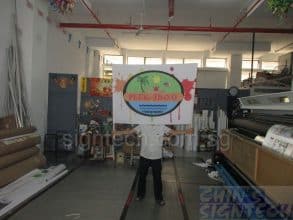 Fabric with 2 hand held poles