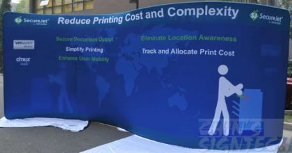 S shape tension fabric display