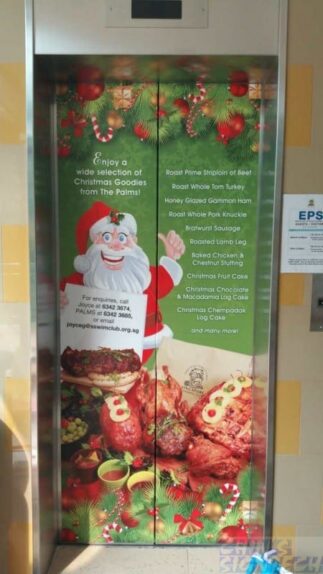 Removable Sticker pasting for lift for Xmas promotion