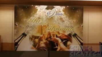12 x 8ft event stage backdrop with champagne design
