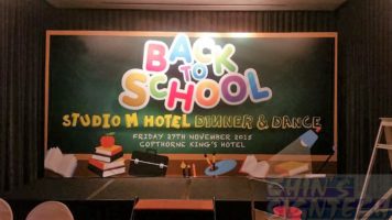 16 x 8ft Backdrop with back to school theme at copthorne king hotel