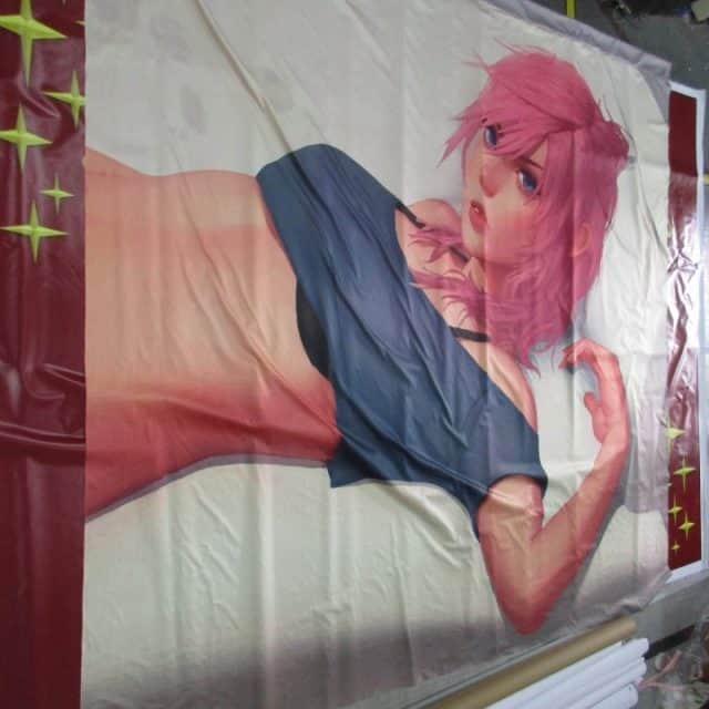 3 x 2.8m fabric printing - pink hair girl graphic