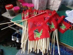 80 pieces of size 7 (30 x 20cm) CSC flags with 60 cm wooden pole