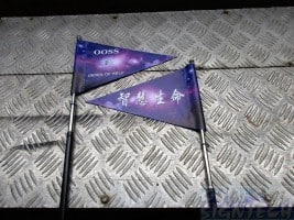 Double sided telescopic tour guide flag