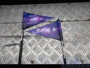 Double sided telescopic tour guide flag