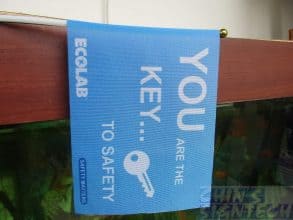 ECOLAB Table flags for Safety awareness Campaign on 110 gsm polyester flag
