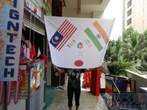 Flag printing with 2 poles for holding