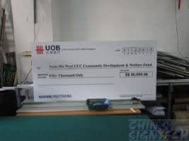 6ft UOB mock cheque for Nanyang Poly