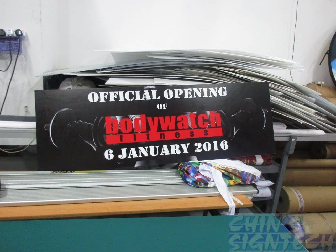 Double sided Foam Board - Official Opening for Body watch Fitness