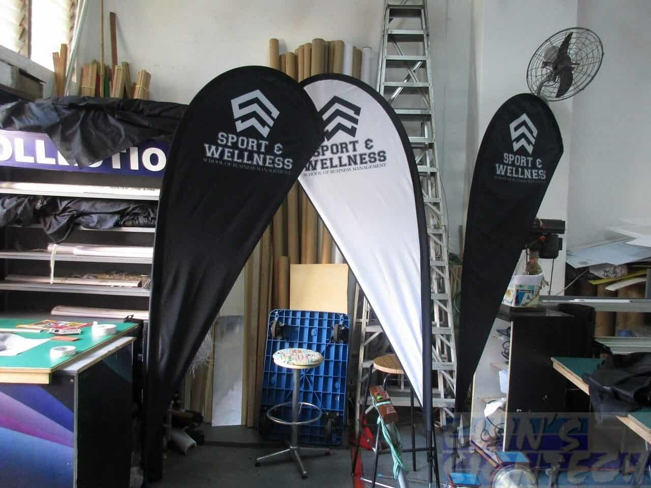 Small size double-sided Teardrop banner for Nanyang Poly Sport and Wellness