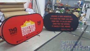 2 Pop out A frame banners c- Orange and Black