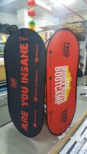 2 Pop out A frame banners combine to form vertical 4 sides-back view