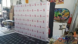 3 x 2.25m fabric pop up display with step and repeat logo