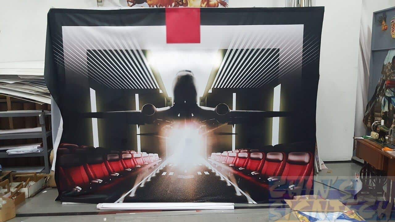 3 x 2.25 fabric pop out display with Aeroplane-sensor