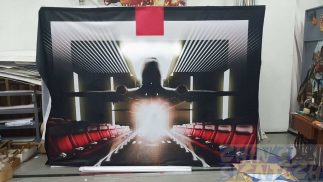 3 x 2.25 fabric pop out display with Aeroplane-sensor