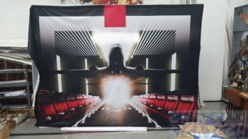 3 x 2.25 fabric pop out display with Aeroplane-sensor