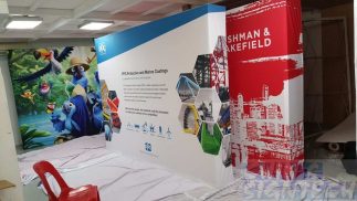 3 x 2.25m Fabric Pop Up display with 2 sides wrapping - Straight for PPG Industries Exhibition