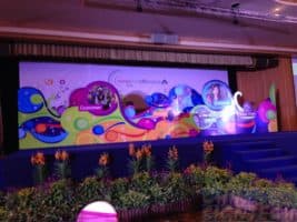 Foam Board cut out for stage backdrop with PVC Banner hang on stage bar