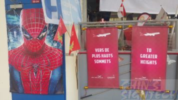 Spiderman with 2 Lion Dance Scrolls print on Satin Fabric