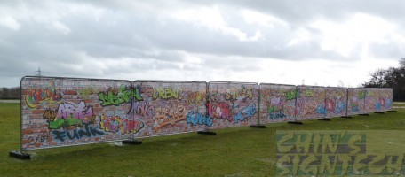 fabric mesh banner on barrier