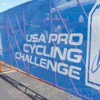 mesh fabric banner on fence