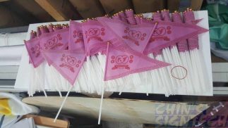 300 pcs of A5 size triangle shape hand waving flags