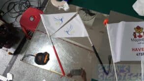 Tour guide flag on telescopic pole