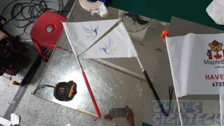 Tour guide flag on telescopic pole