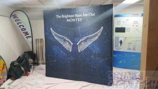 Fabric Pop up display with ANgel wings graphic