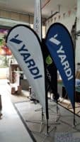 2.2m teardrop banner - Yardi - blue and white