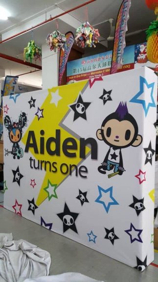 3 x 2.25m Fabric pop out display - birthday backdrop